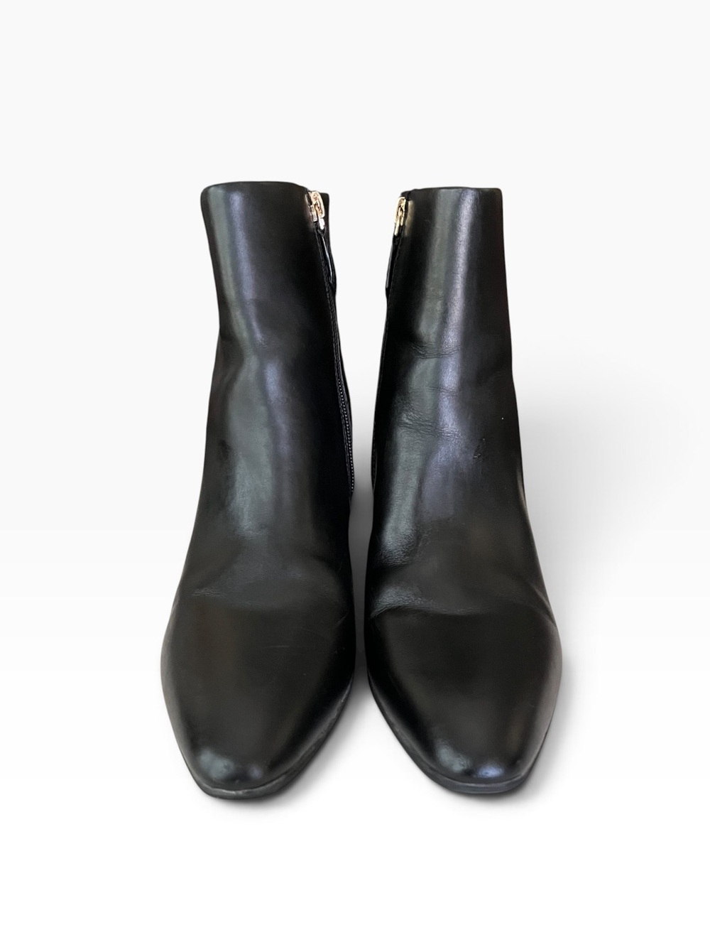 Aerosoles Madera Booties Women's Size 7 Black Leather Block Heel Side Zip